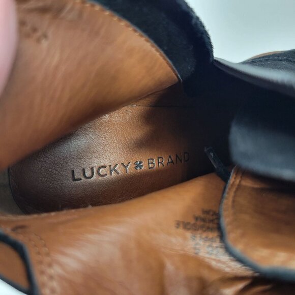 Lucky Brand Women's Echoh Black Booties W Back Buckle Accent Almond Toe Size 6.5 - Picture 7 of 12